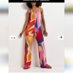 River island printed wide leg jumpsuit